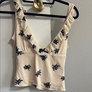 Peppermayo Milena Floral Ruffle Trim Top